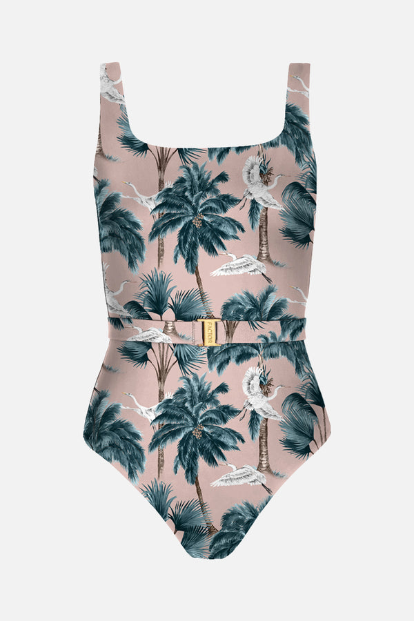 The Square Maillot - Pink Sand Heron Print