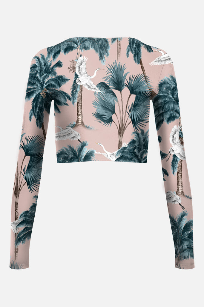 The Crop Plunge Silhouette - Pink Sand Heron Print